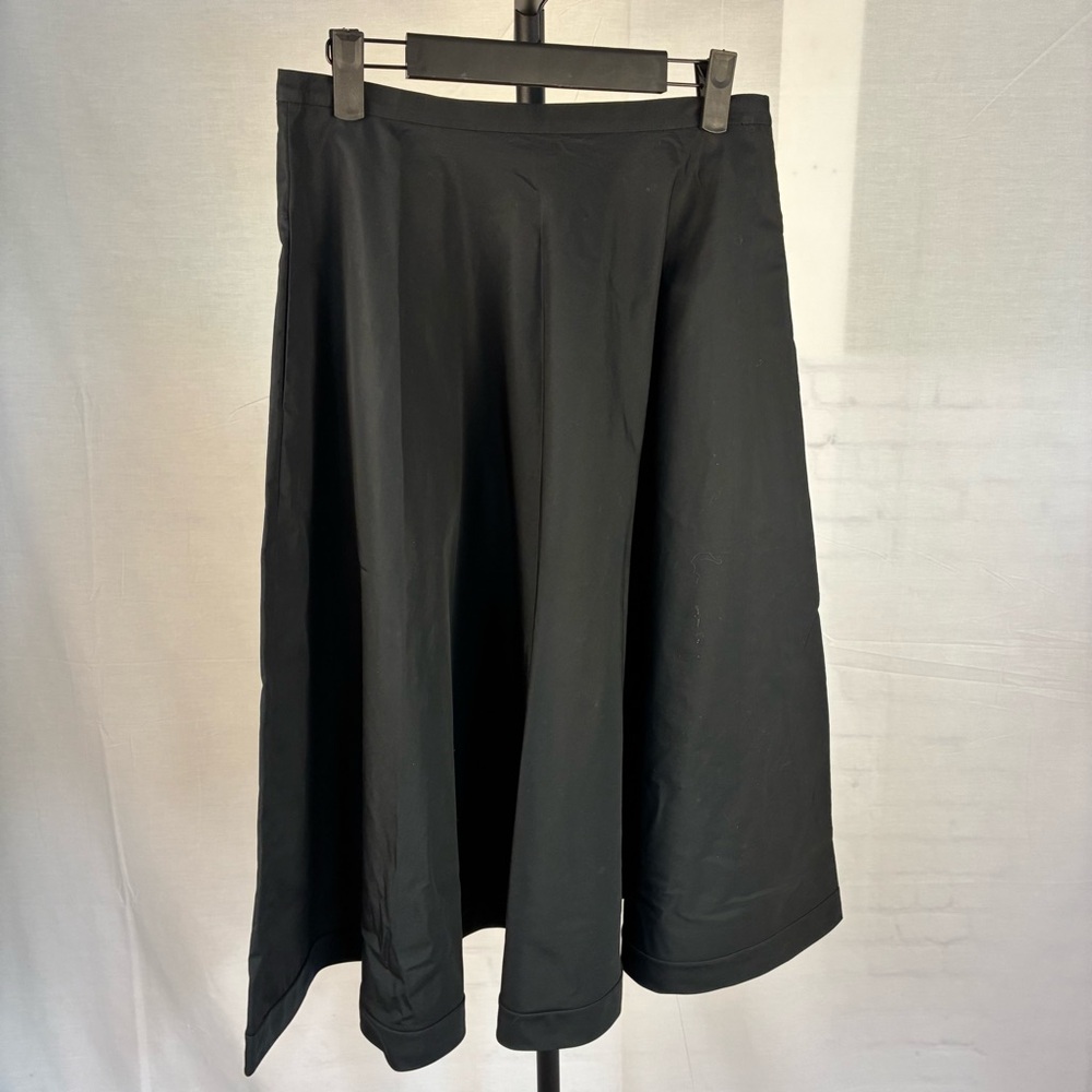 Aspesi Black Cotton A-Line Midi Skirt w/ Pockets 42